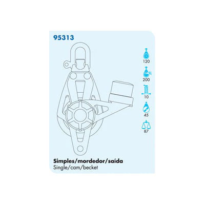 Nautos Plain 45 Single Swivel Block with Cleat and Beckett