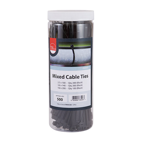 Timco Cable Ties - Mixed Size - Black
