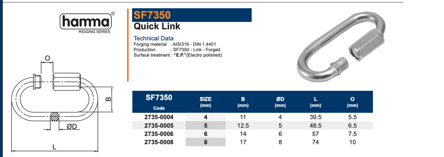 Hamma Stainless Steel Quick Link