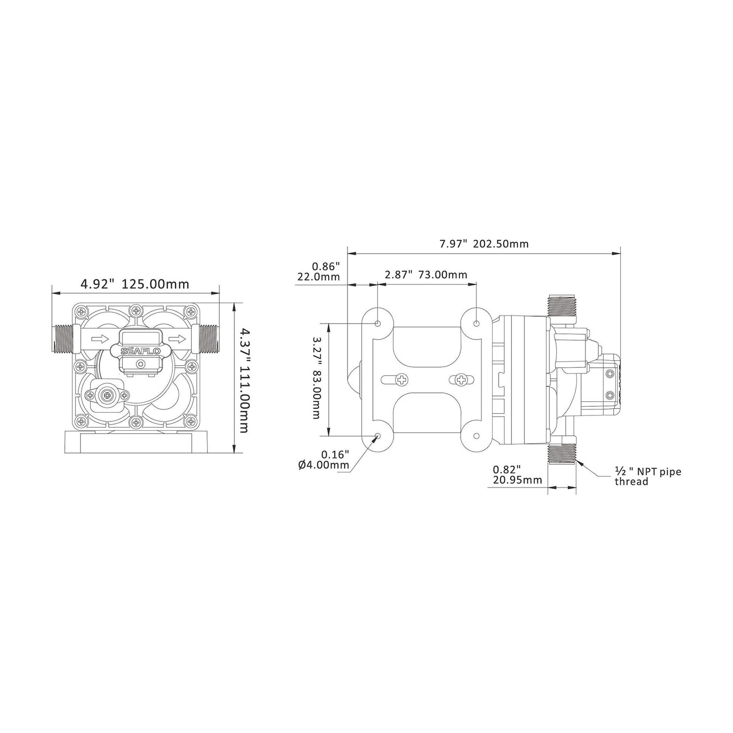 Seaflo Water Pressure Pump - 42 Series 12V 3.0GPH